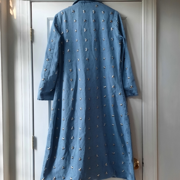 Free People x Understated Star Studded Denim Trench New - Picture 8 of 9